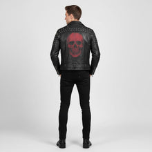 Laden Sie das Bild in den Galerie-Viewer, Signature Obsidian Skull Bikerjacke aus Leder – Handbesetzter Motorrad-Stil

