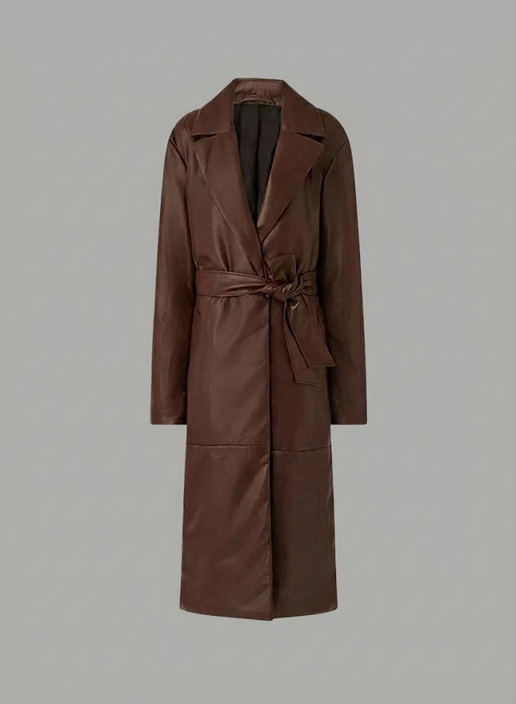 Women’s Marciano Lana Long Leather Coat – Luxury Designer Trench Style