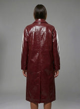 Load image into Gallery viewer, Women’s Double-Breasted Leather Trench Coat – Elegant Classic Long Overcoat
