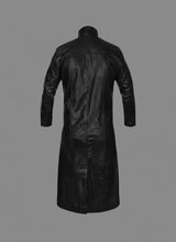 Laden Sie das Bild in den Galerie-Viewer, Herren-Duster-Lederjacke von Deux in Schwarz – Klassischer langer Western-Mantel
