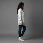 Women's Handmade White Suede Leather Fringe Jacket