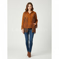 Women Tan Western fringes suede leather jacket