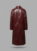 Women’s Double-Breasted Leather Trench Coat – Elegant Classic Long Overcoat