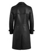 Delmar Men’s Black Leather Double-Breasted Coat – Luxury Classic Overcoat