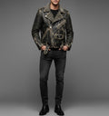 Herren Schwarze Spiked & Studded Leder Bikerjacke – Echter Moto Style