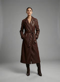 Women’s Marciano Lana Long Leather Coat – Luxury Designer Trench Style