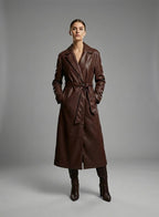 Women’s Marciano Lana Long Leather Coat – Luxury Designer Trench Style