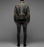 Herren Schwarze Spiked & Studded Leder Bikerjacke – Echter Moto Style
