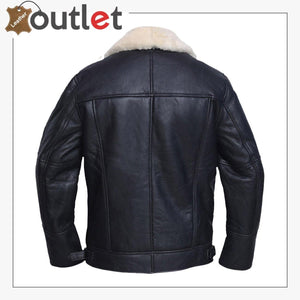 Men White Shearling Leather Jacket