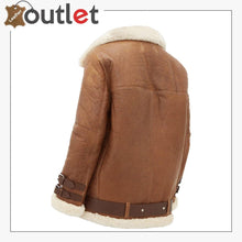 Load image into Gallery viewer, Color: Brown Material: Pure Leather Inner Faux Shearling Lining Sherpa Lapel Collar Open Sherpa Cuffs Zip Fastening Outside Pockets
