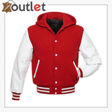 Load image into Gallery viewer, Red Hoodie Varsity Jacket
