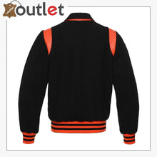 Load image into Gallery viewer, Black With Orange Varsity Jacket

