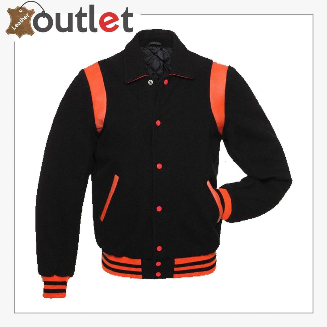 Black With Orange Varsity Jacket