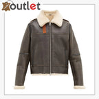 Men Dark Brown Shearling Jacket
