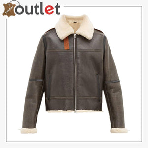 Men Dark Brown Shearling Jacket