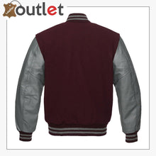 Load image into Gallery viewer, Maroon And Grey Varsity Jacket
