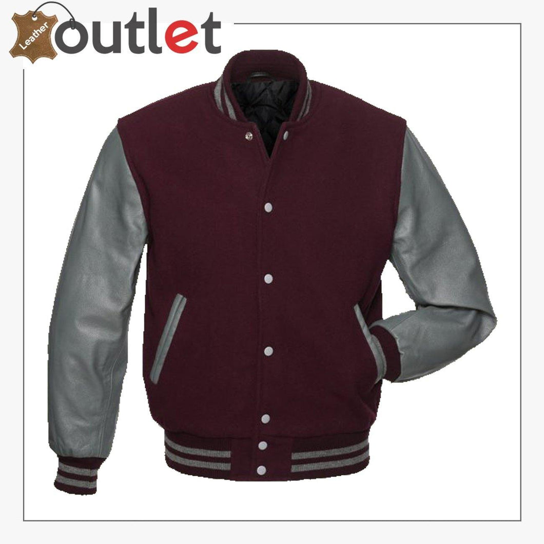 Maroon And Grey Varsity Jacket