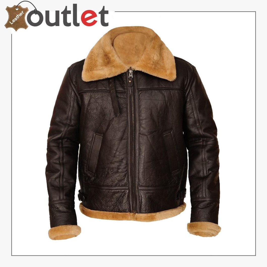 Men Brown B3 Sheepskin Leather Jacket