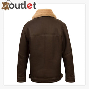 Men Brown Pilot Shearling Jacket