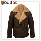 Men Brown Pilot Shearling Jacket