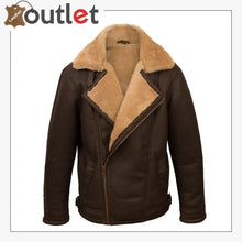 Load image into Gallery viewer, Men Brown Pilot Shearling Jacket

