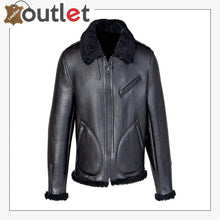 Load image into Gallery viewer, Men Shearling Black Biker Jacket
