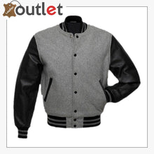 Load image into Gallery viewer, Grey Black Varsity Jacket
