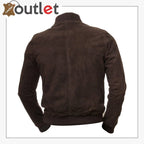 Men Brown Suede Bomber Jacket