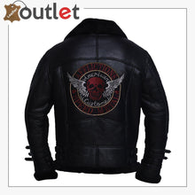 Load image into Gallery viewer, Men Black Biker Shearling Jacket
