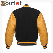 Load image into Gallery viewer, Black &amp; Gold Varsity Jacket
