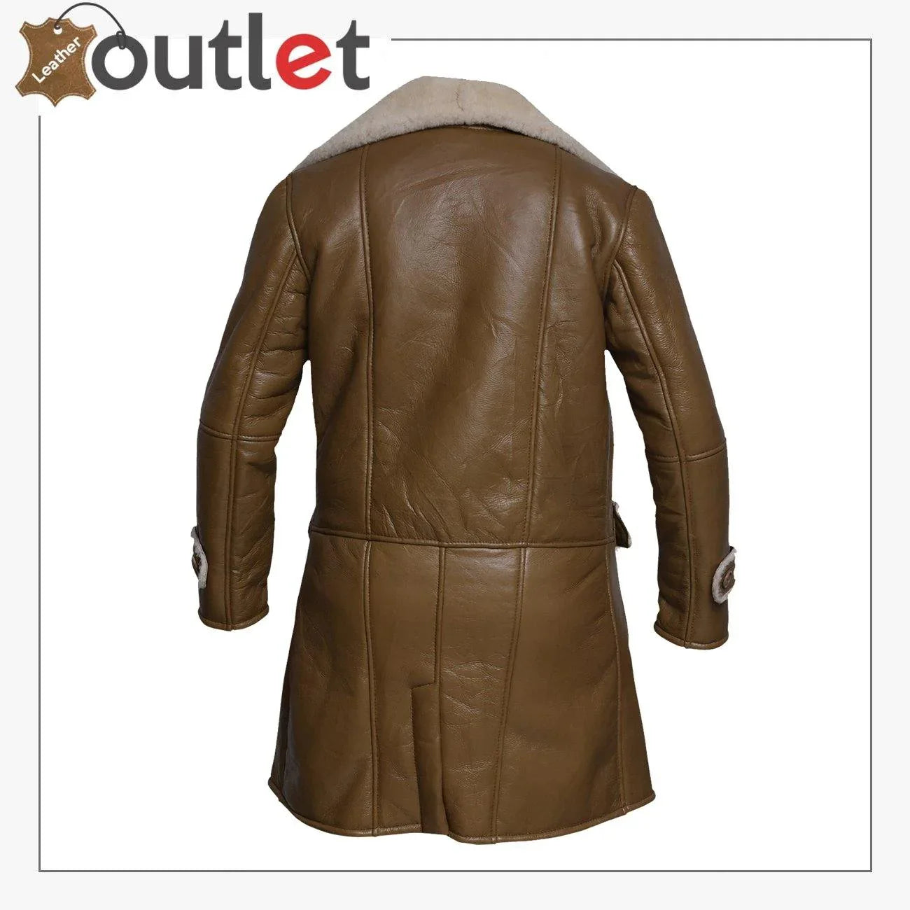 Men Brown Shearling Leather Trench