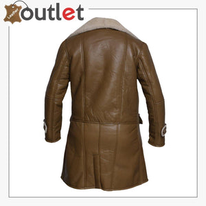 Men Brown Shearling Leather Trench
