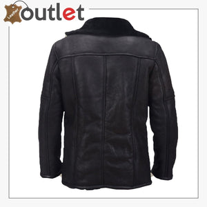 Men Black Shearling Biker Jacket