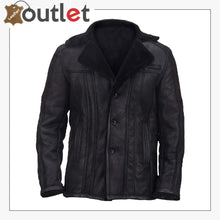 Load image into Gallery viewer, Men Black Shearling Biker Jacket
