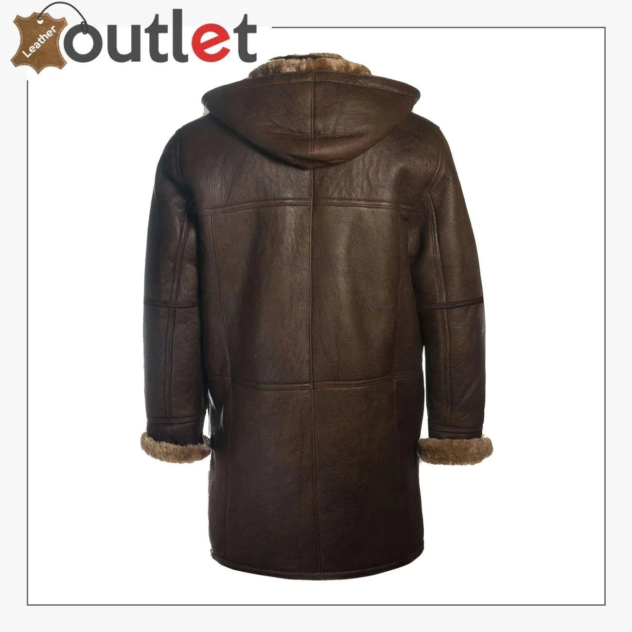 Men Brown Shearling Hoodie Coat