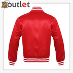 Bright Red Satin Varsity Jacket