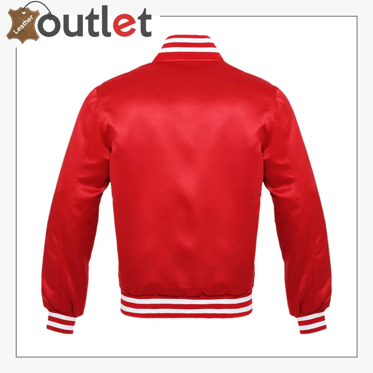 Bright Red Satin Varsity Jacket