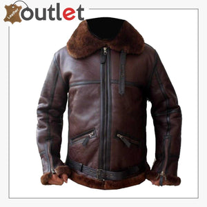 Men Aviator Bomber Leather Jacket