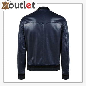 Men Navy Blue Bomber Jacket
