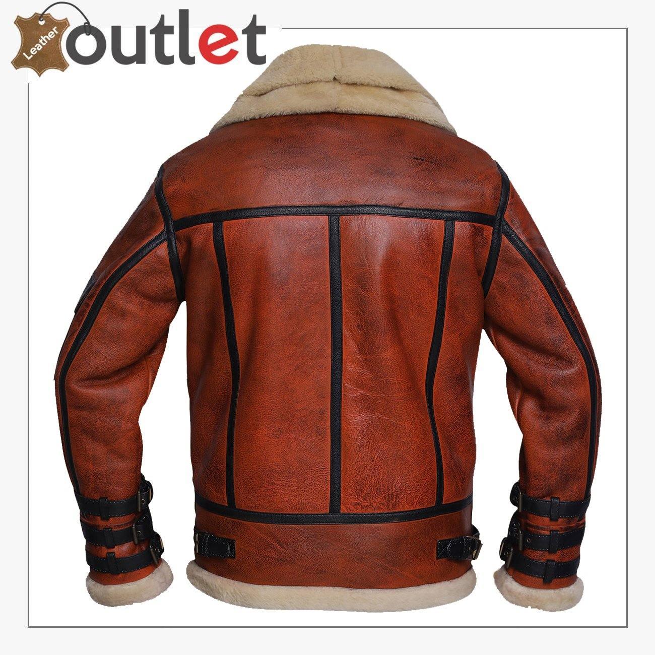 Women Distressed Brown Shearling Leather Jacket