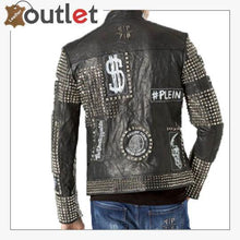 Load image into Gallery viewer, Handmade Mens Black Fashion Studded Punk Style Leather Jacket
