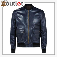 Load image into Gallery viewer, Men Navy Blue Bomber Jacket
