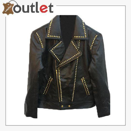 Handmade Mens Black fashion Studded Punk Style Leather Jacket