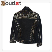 Load image into Gallery viewer, Handmade Mens Black Fashion Studded Punk Style Suede Jacket
