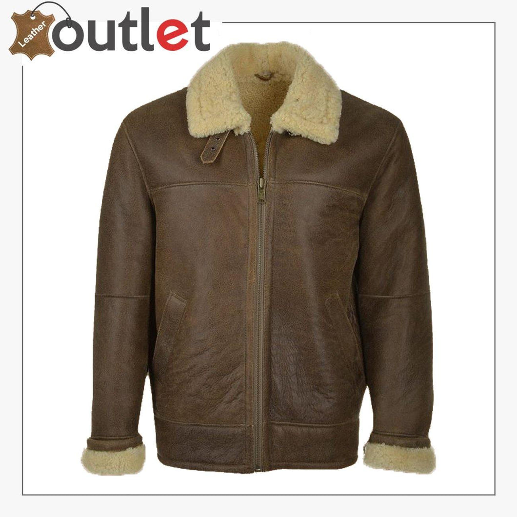 Men Brown Aviator Shearling Leather