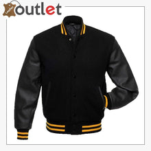 Load image into Gallery viewer, Jet Black Wool Varsity Jacket
