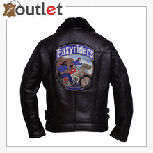 Load image into Gallery viewer, Men Black Rider Shearling Leather Jacket
