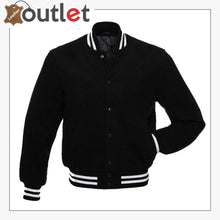 Load image into Gallery viewer, Black Fleece Varsity Jacket
