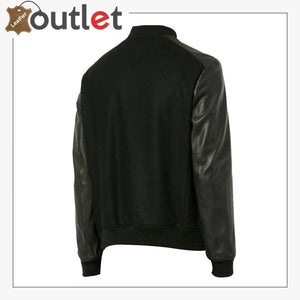 Men Black College Bomber Jacket