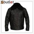 Men Jet Black Shearling Leather Jacket